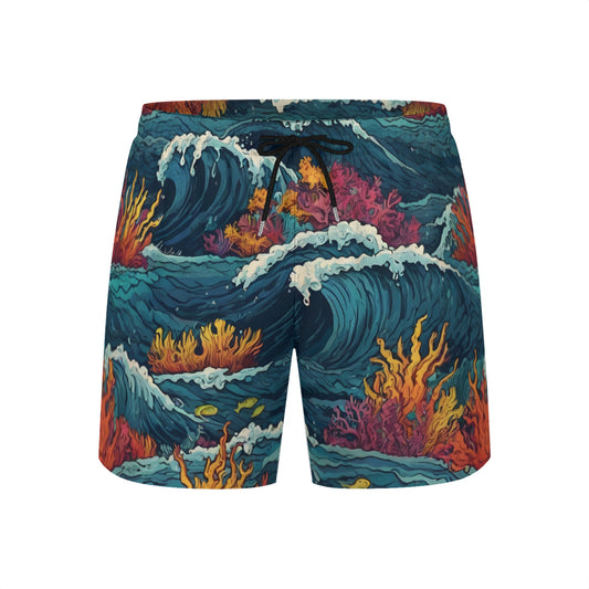 Ocean Waves Short Sports Beach Shorts (Multifaceted Design) | Polyester