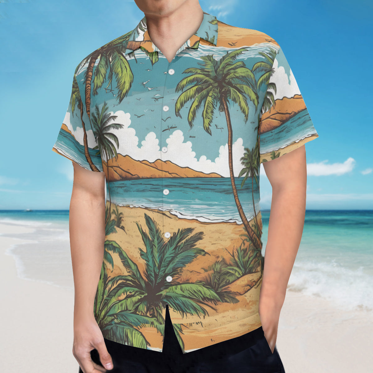 Beach Front Hawaiian Shirt(No chest pocket) | Polyester