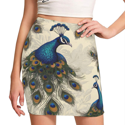 Peacock Design Wrap Hip Skirt|Polyester