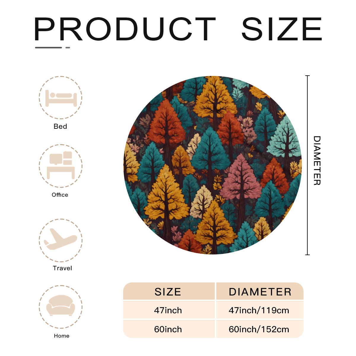 Beautiful Floral Single-Sided Printed Round Blanket | 280GSM Flannel