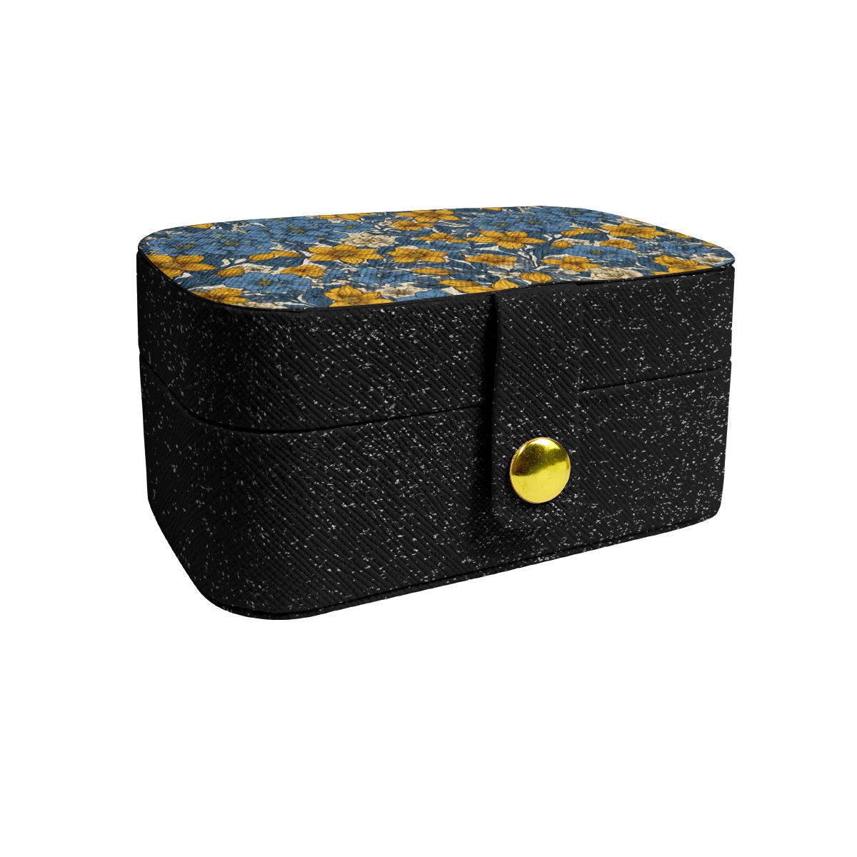 Abstract Yellow Floral Personalized Portable Jewelry Box | PU