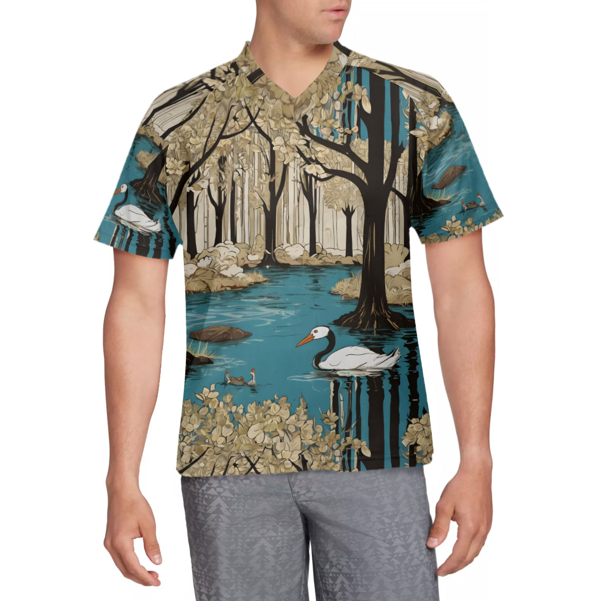 Landscape Wonder Men's V-Neck T-Shirt Men's Jersey | Polyester