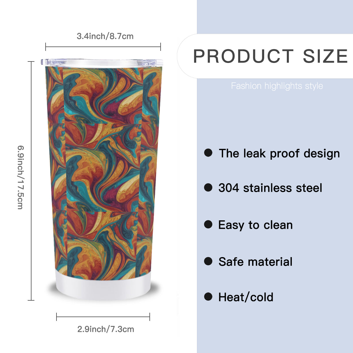 Colorful Design Outdoor Travel Carry Tumbler (540ml/18oz) | Stainless Steel 304