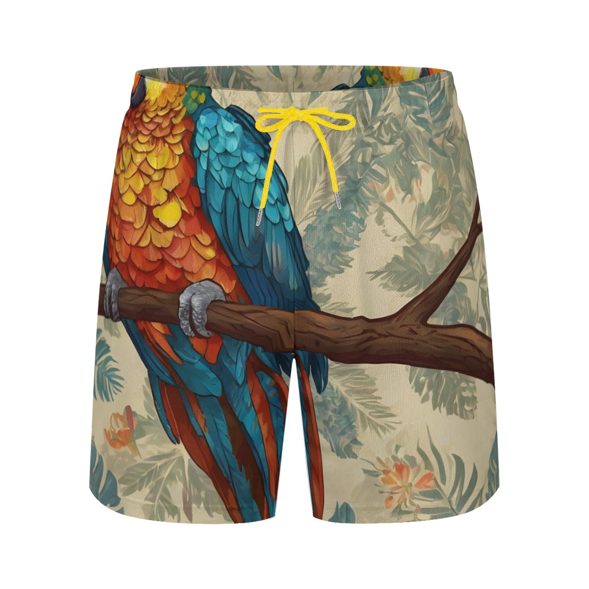 Parrot Design Casual Shorts Double-Layer Sports Beach Shorts (Multi-Faceted Design) | Polyester