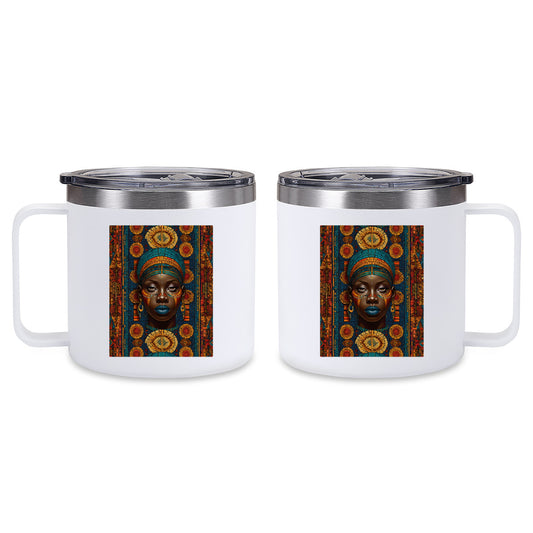Melanin Image Reversible Patterned Insulated Tumbler Coffee Mug with Handle (410ml/14oz) | Stainless Steel 304