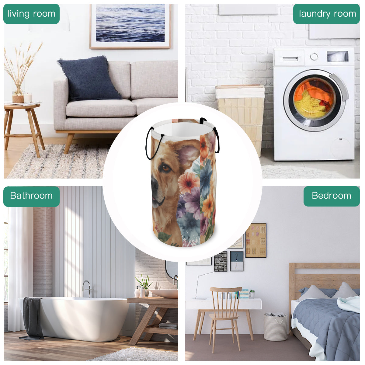 Dog Lovers Large Capacity Foldable Laundry Basket | Polyester