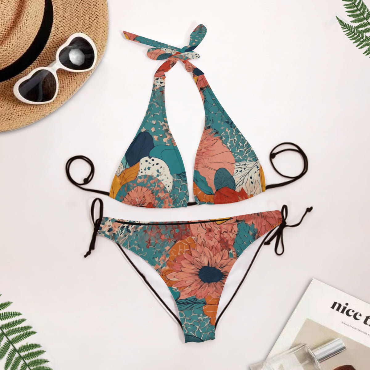 Awesome Floral Bikini Swimsuit (Multi-Faceted Design)|Polyester+Spandex