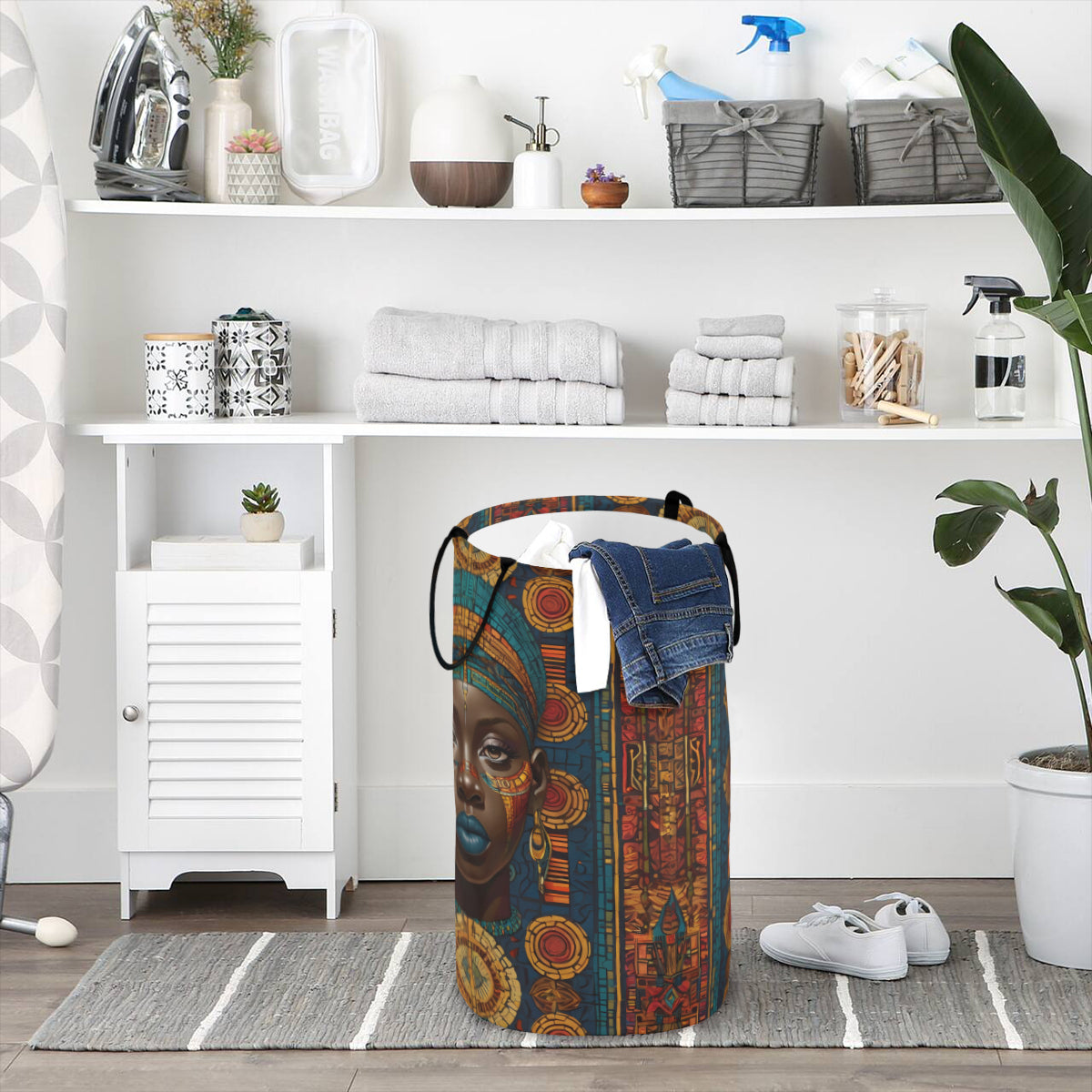 African Image Large Capacity Foldable Laundry Basket | Polyester