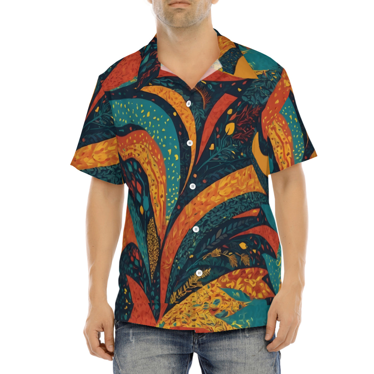 Abstract Beauty Men's Short-Sleeve Hawaiian Shirt (Lightweight) | Polyester