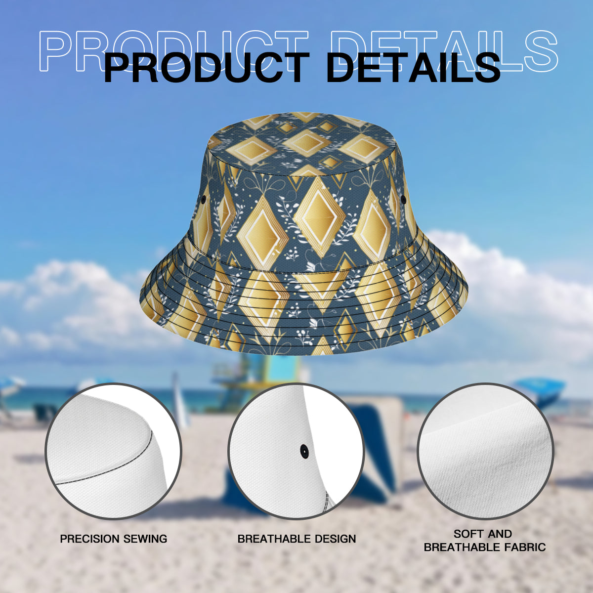 Abstract Gold Fisherman Hat