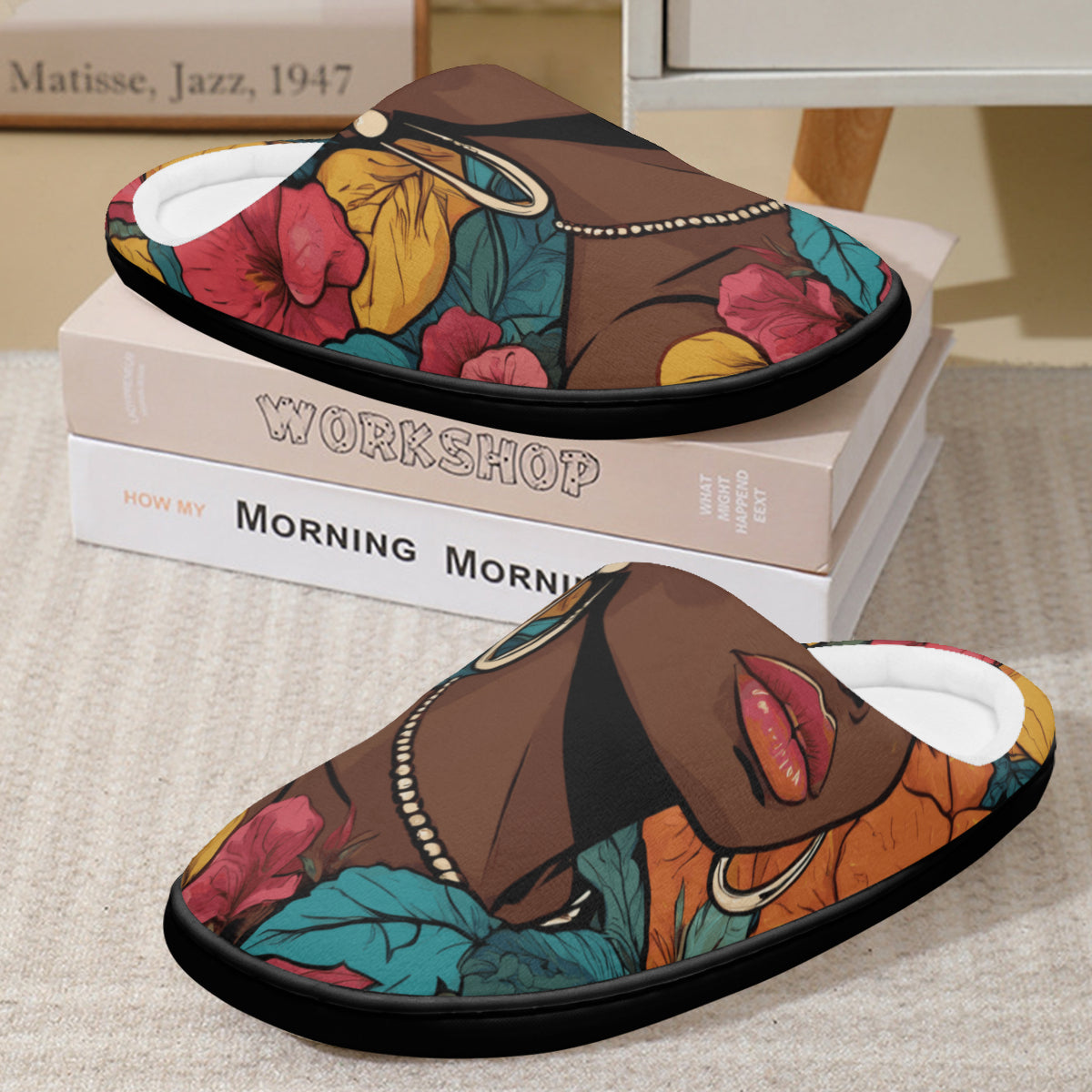 Melanin Queen Personalized Warm Cotton Slippers | Flannel