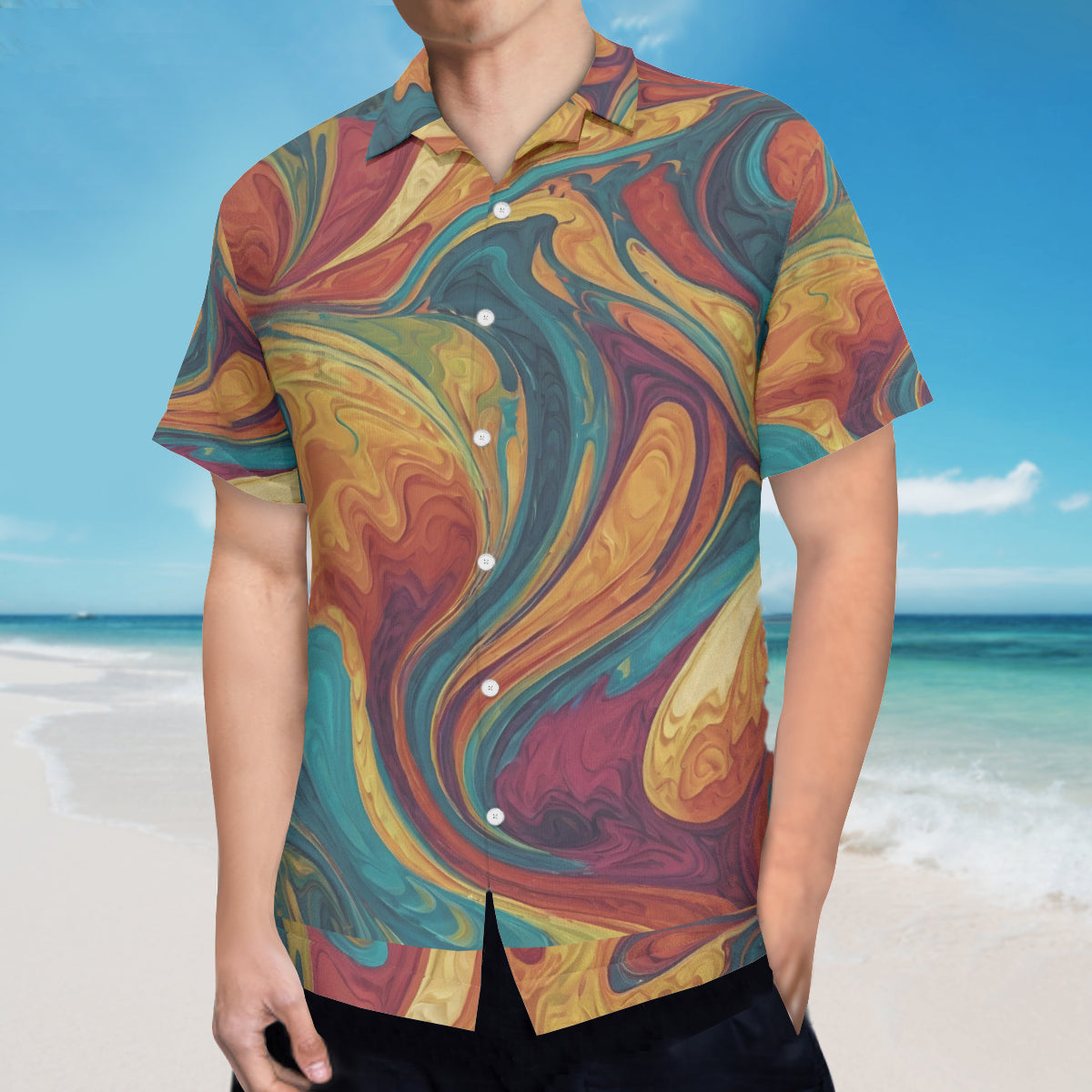 Colorful Design All-Over Print Hawaiian Shirt(No chest pocket) | Polyester