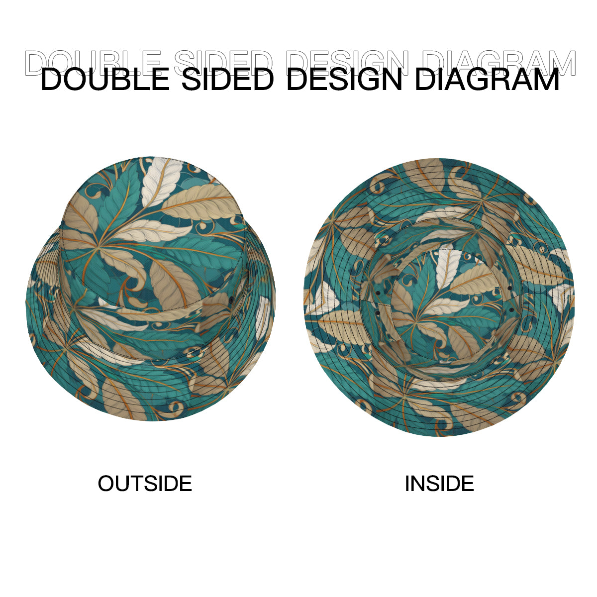 Tropical Leaves Double-Sided FPrint Fisherman Hat | Polyester