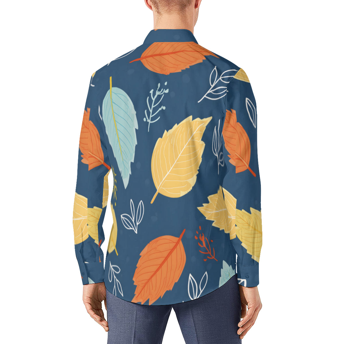 Beautiful Floral Men's Classic Long-Sleeved Shirt | Polyester