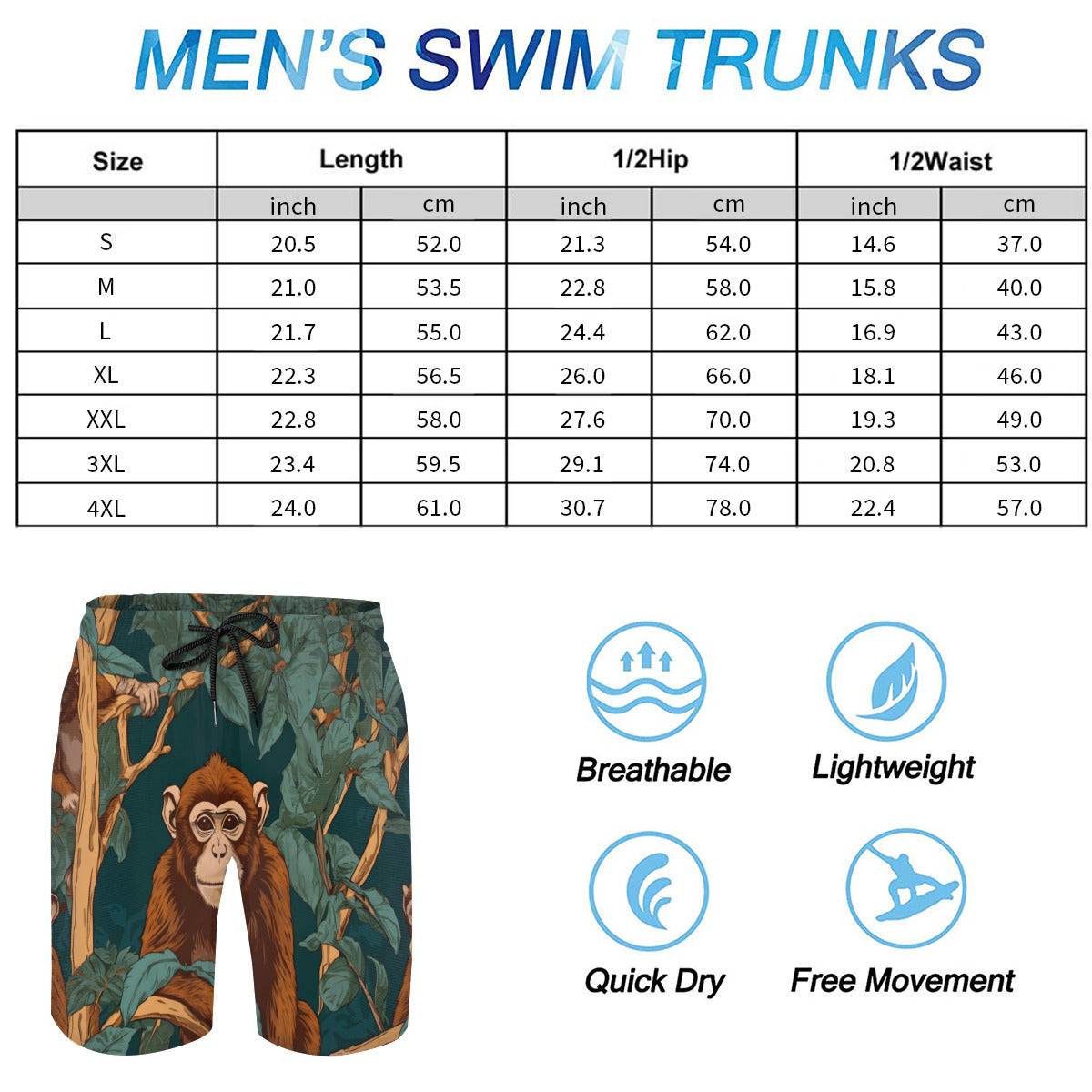 Monkey Vibes Men's Beach Shorts