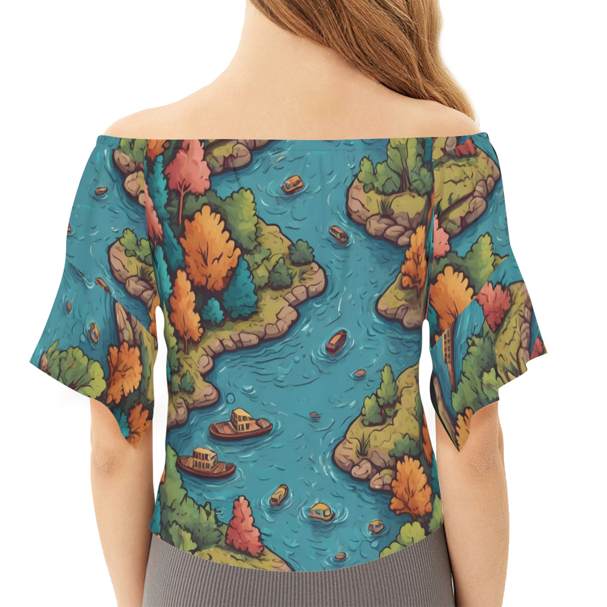 River Front Design Women's One-shoulder Tie Short Sleeves T-shirt
