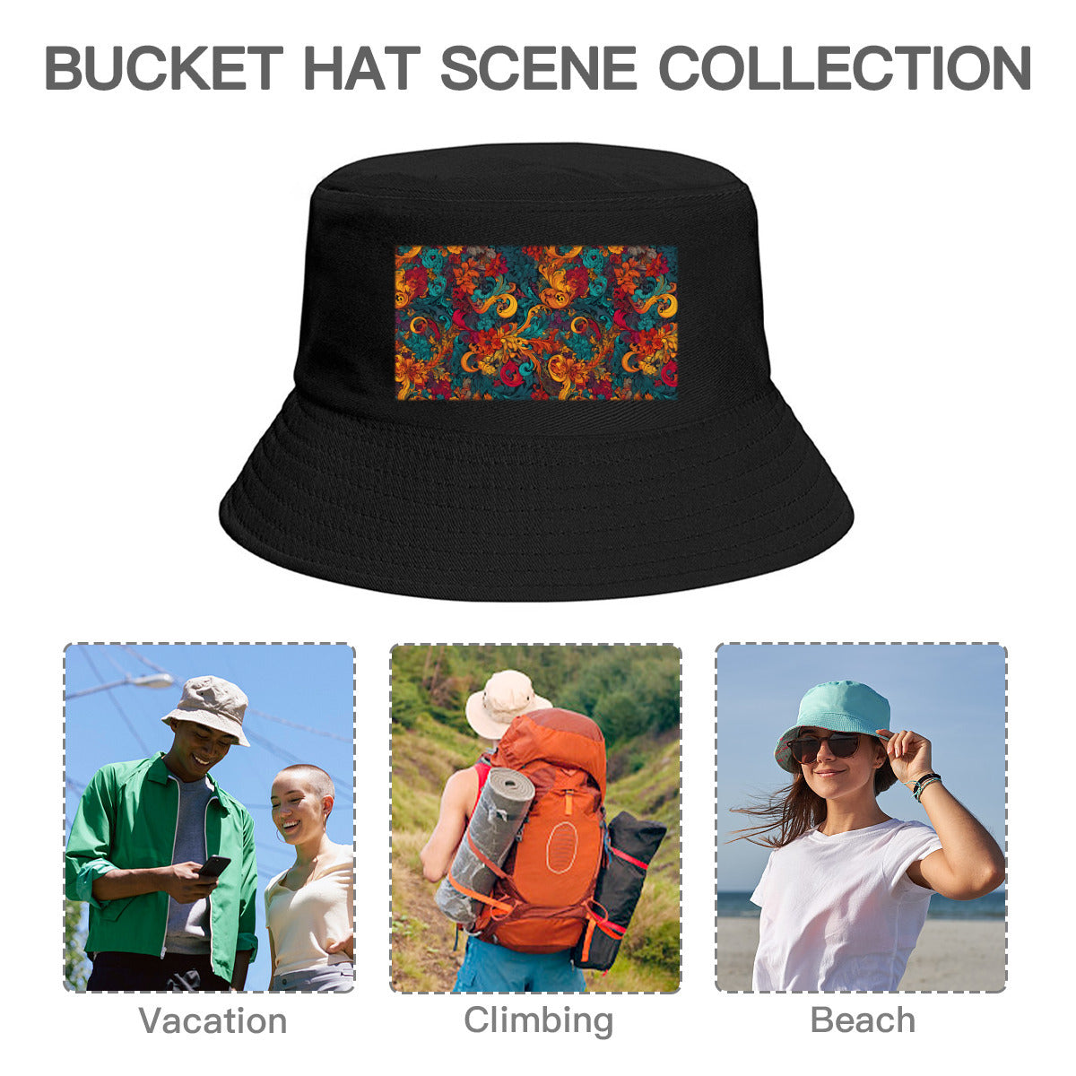 Awesome Flower Design Bucket Hat Thick|Polyester