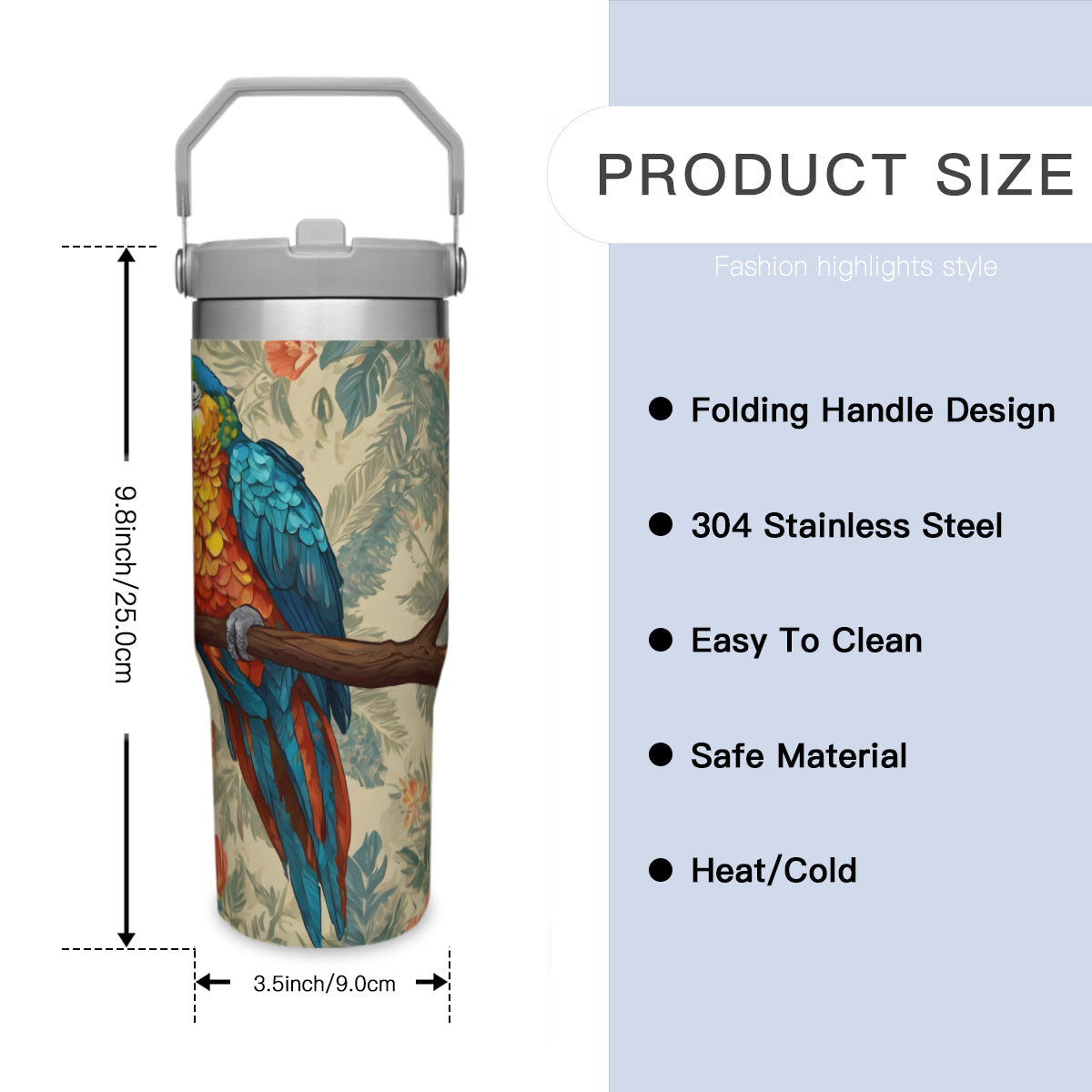 Parrot Design Personalized Portable Tumbler (880ml/30oz) | Stainless Steel 304
