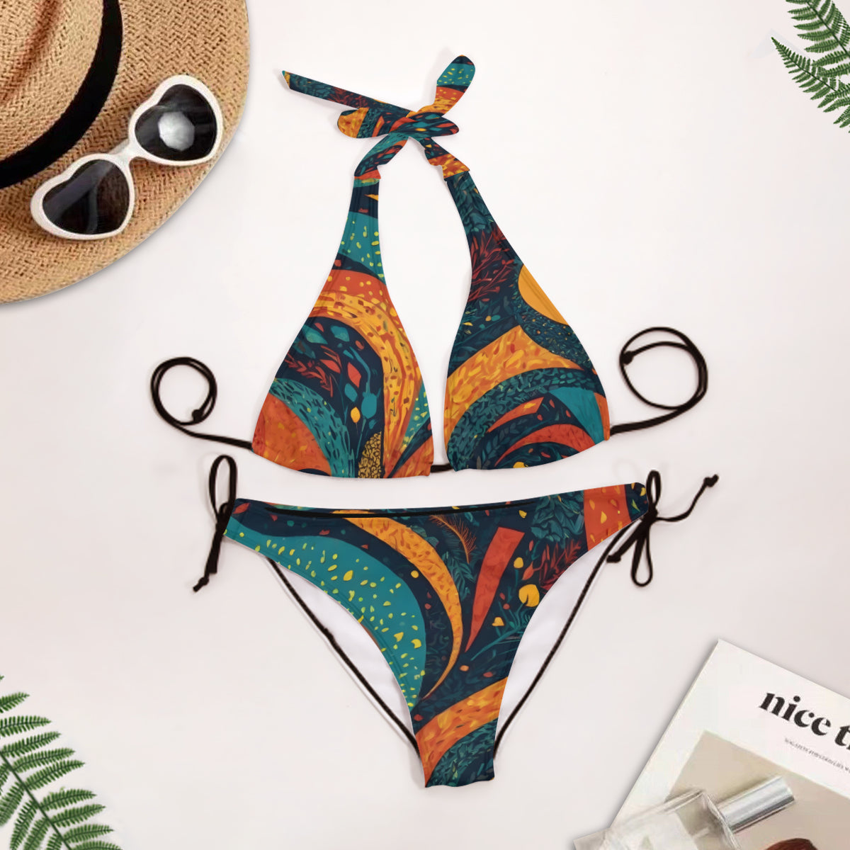 Abstract Beauty Bikini Swimsuit (Multi-Faceted Design)|Polyester+Spandex