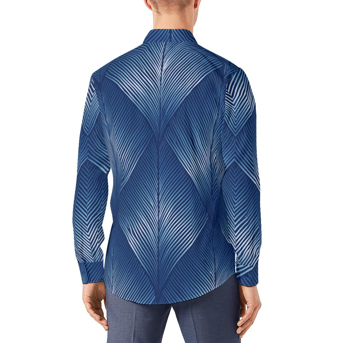Blue Men's Classic Long-Sleeved Shirt