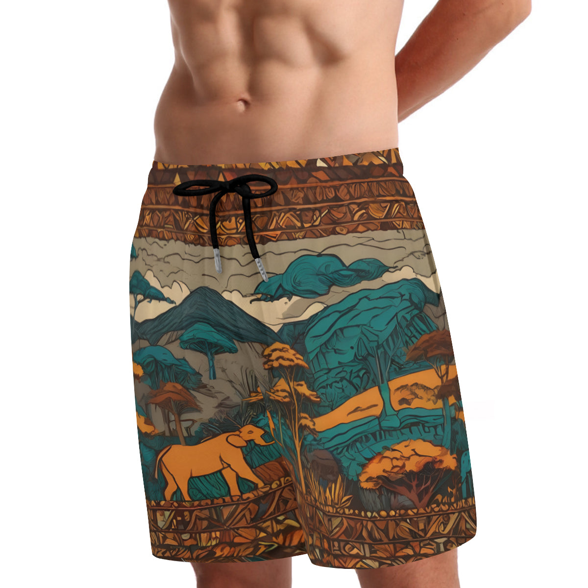 Beautiful Landscape All-Over Print Men's Casual Shorts Double-Layer Sports Beach Shorts | Polyester