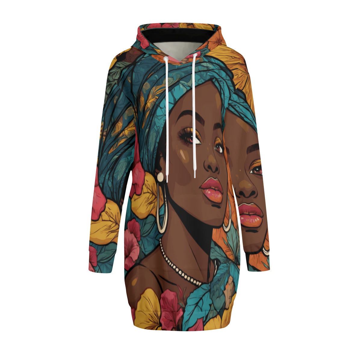 Melanin Queen Women Long Sleeve Casual Hoodie Sweatshirt Dress