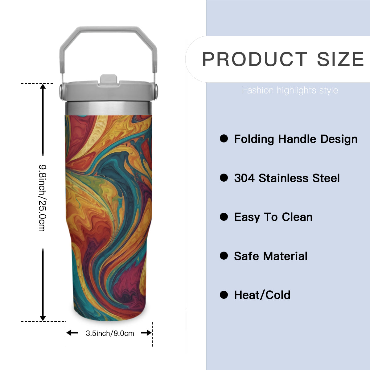 Colorful Design Personalized Portable Tumbler (880ml/30oz) | Stainless Steel 304