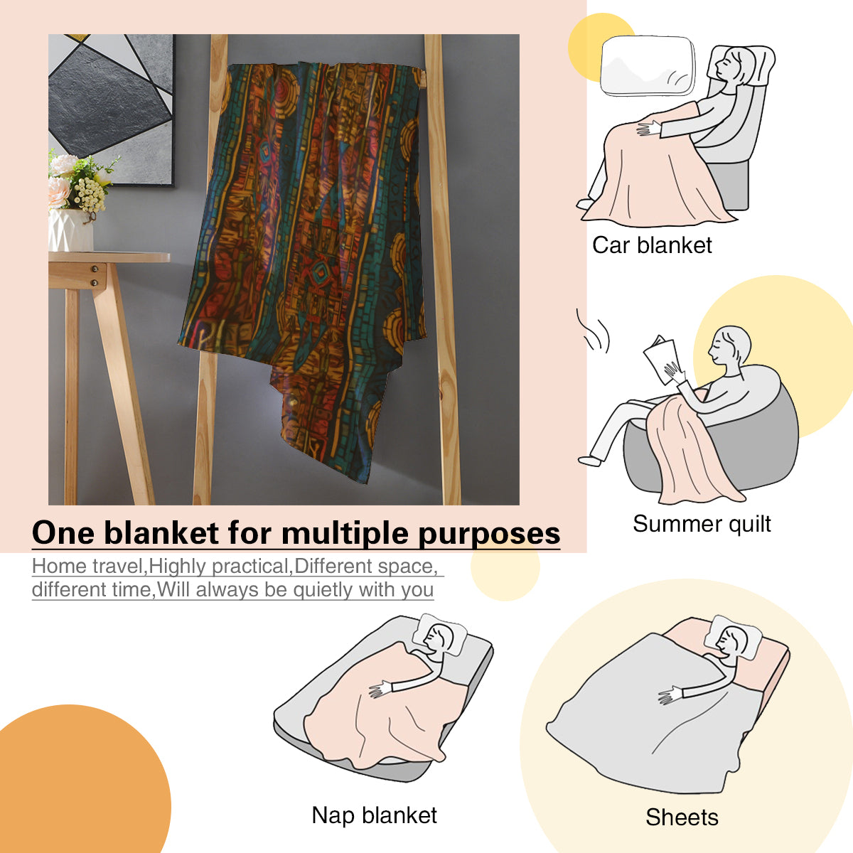 African Image Single-Sided Printed Blanket (Vertical) | 350GSM Flannel