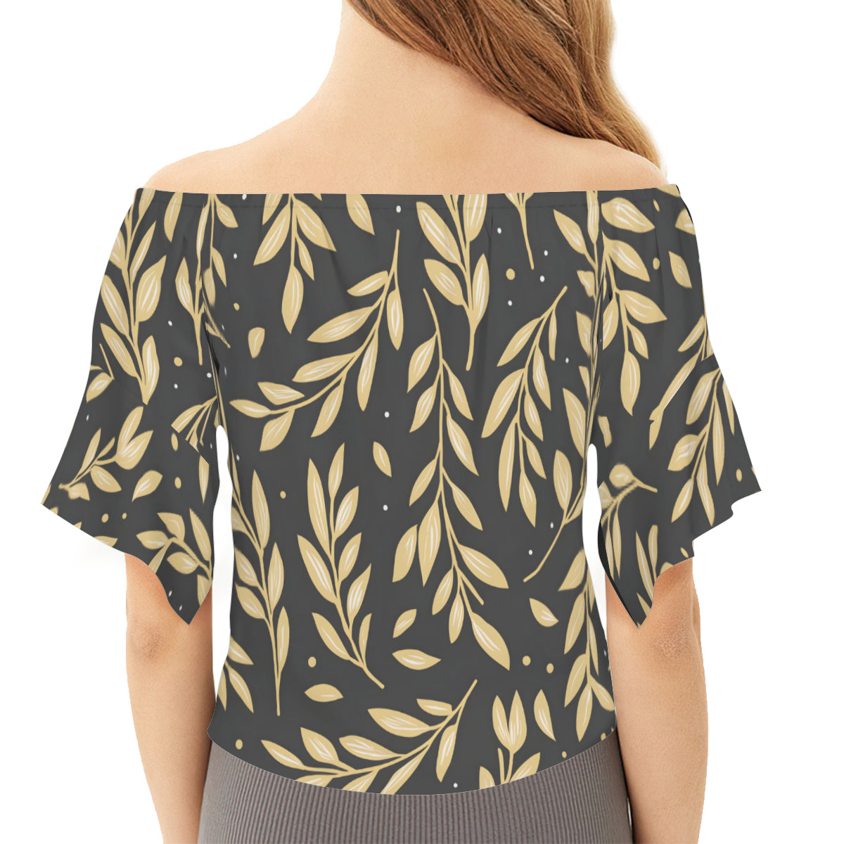 Golden Branches Women's One-shoulder Tie Short Sleeves T-shirt