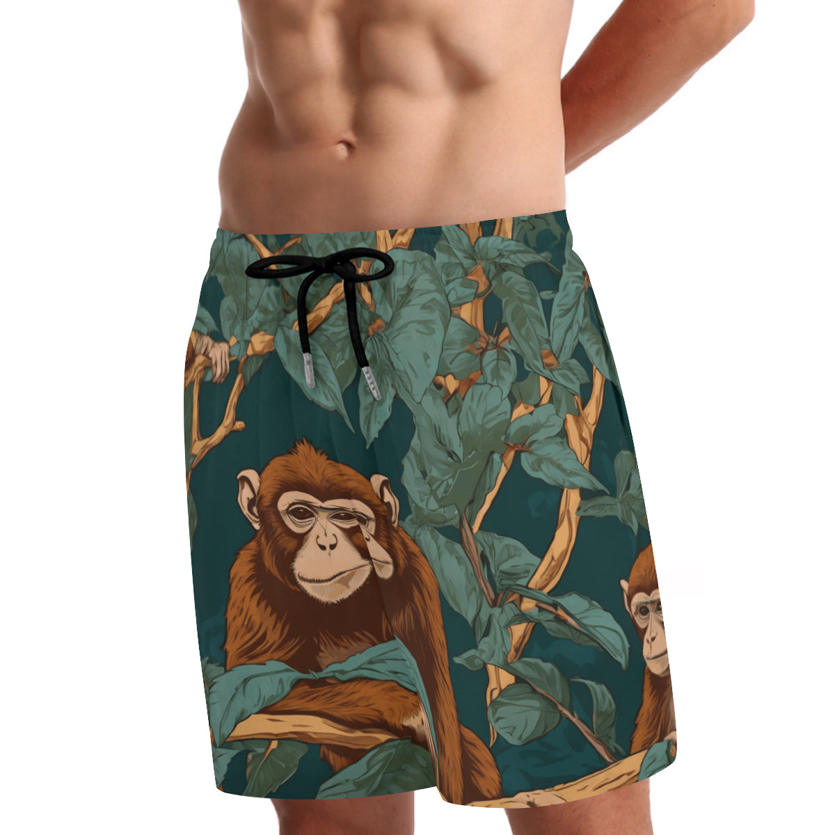 Monkey Vibes Men's Casual Shorts Double-Layer Sports Beach Shorts