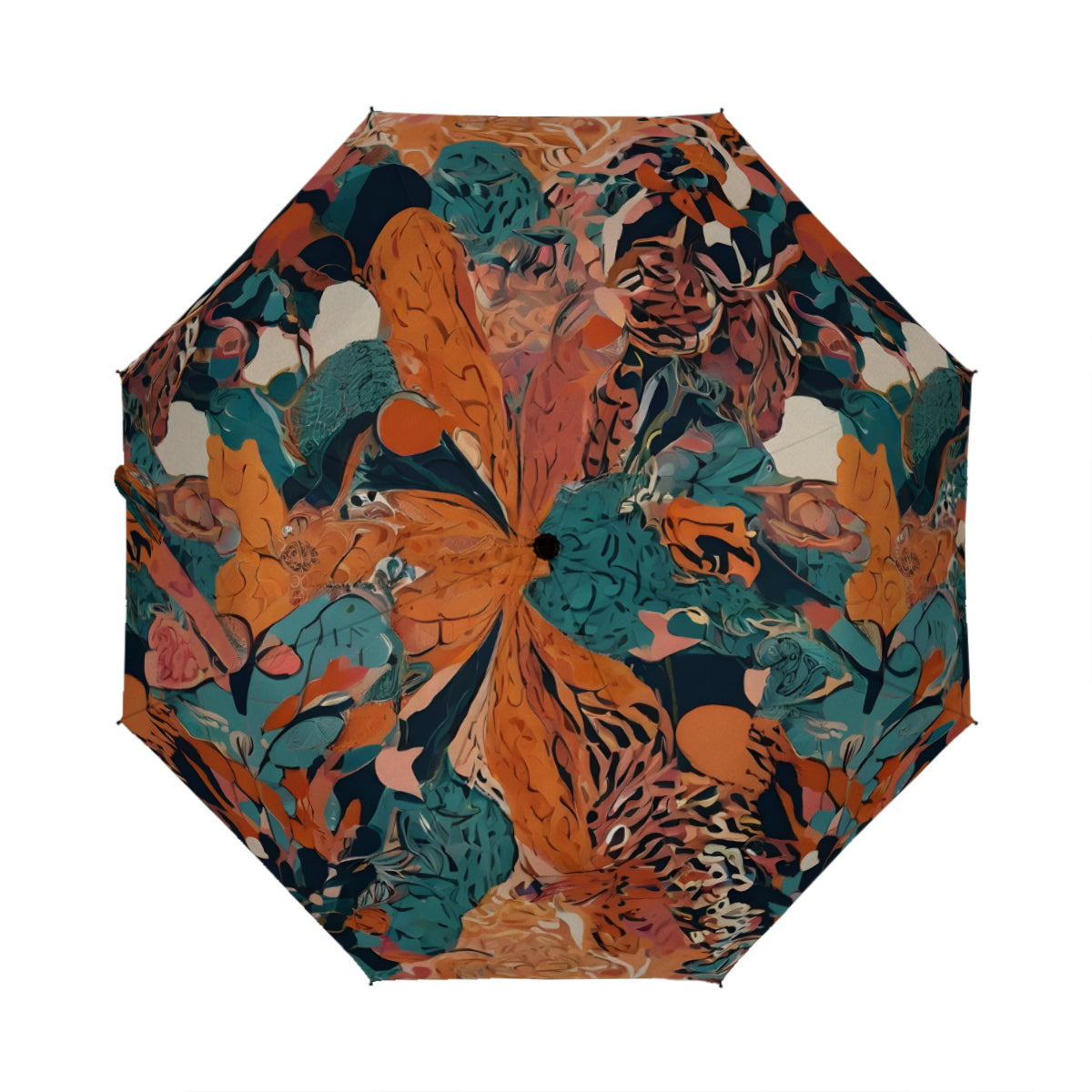 Abstract Vibes Automatic Tri-Fold Black Rubber Umbrella
