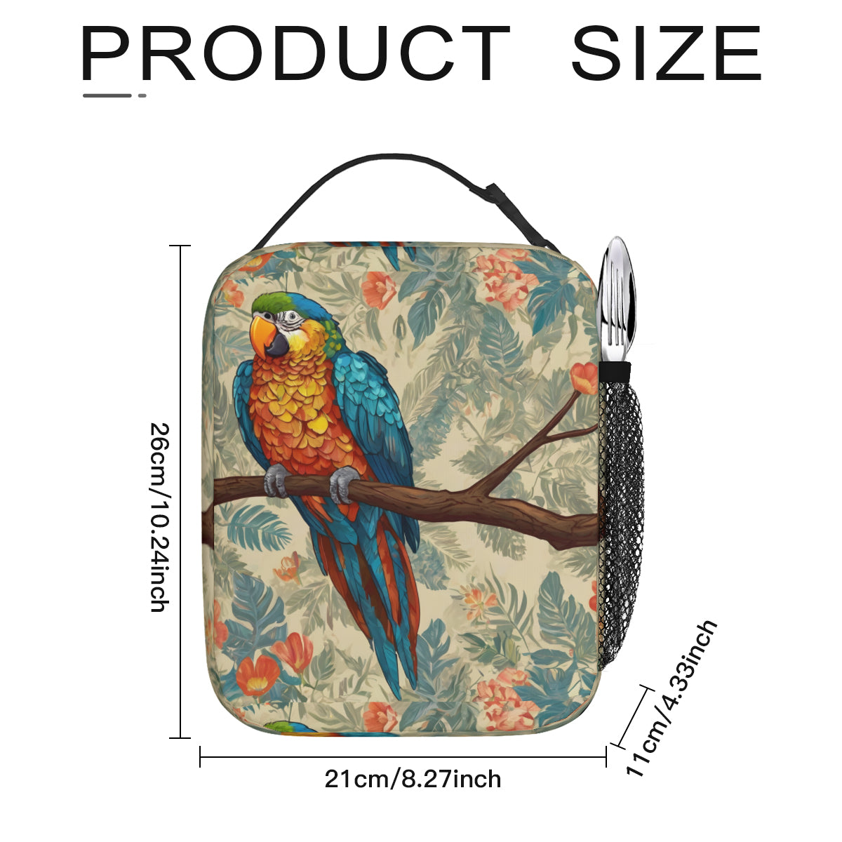 Parrot Design Portable Handheld Insulated Lunch Bag|Oxford Cloth