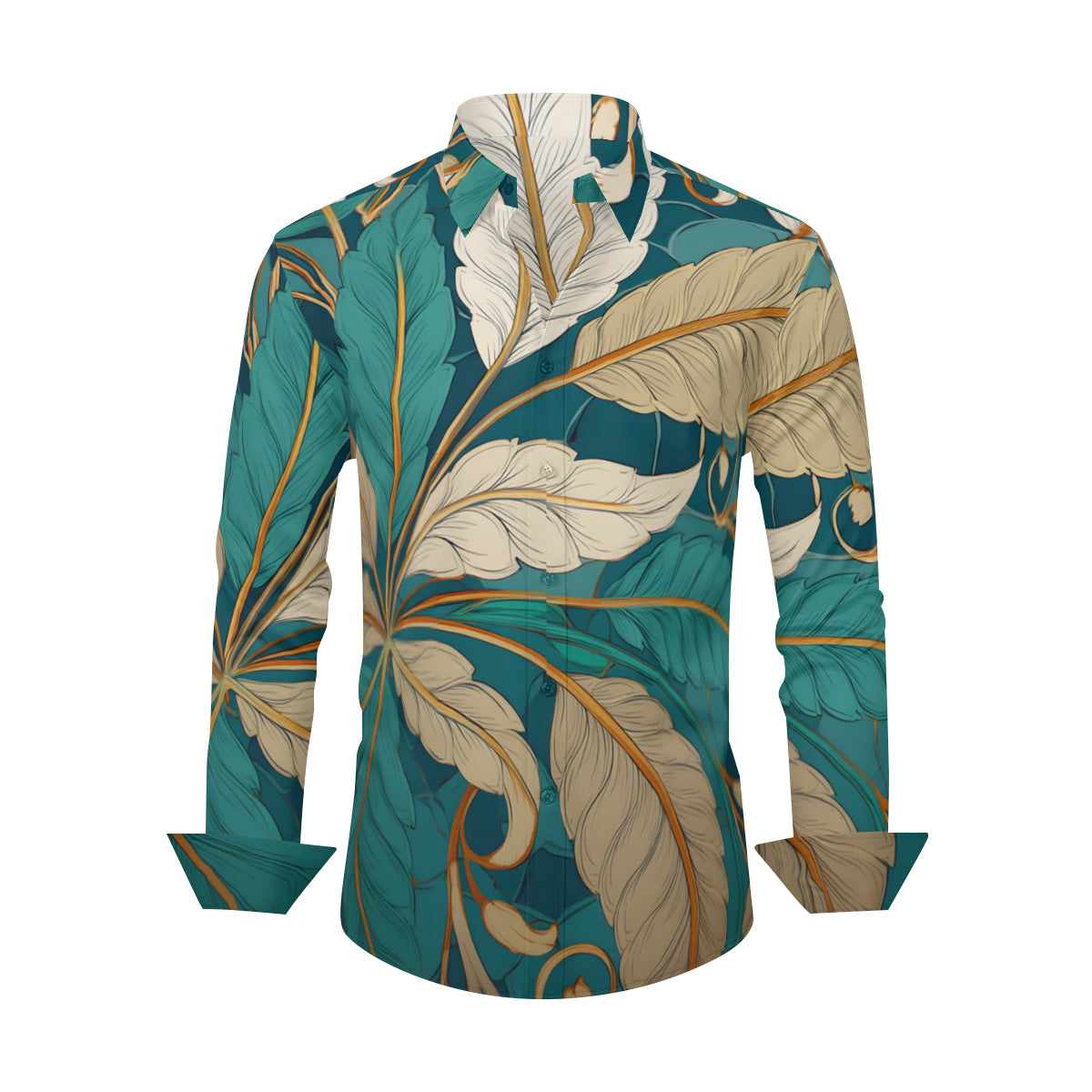 Tropical Leaf Long Sleeves Men's Shirt