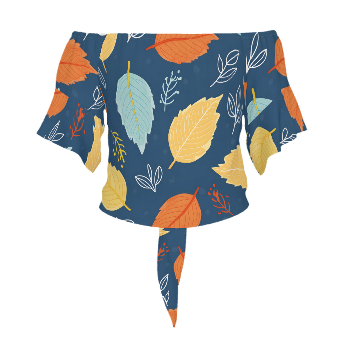 Beautiful Floral Women's One-shoulder Tie Short Sleeves T-shirt