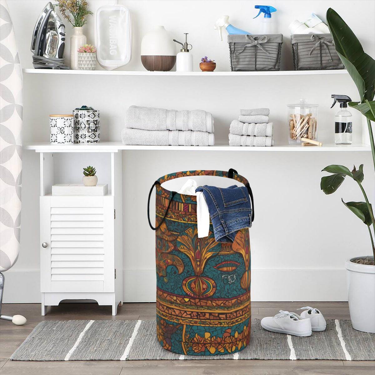African Design Large Capacity Foldable Laundry Basket | Polyester
