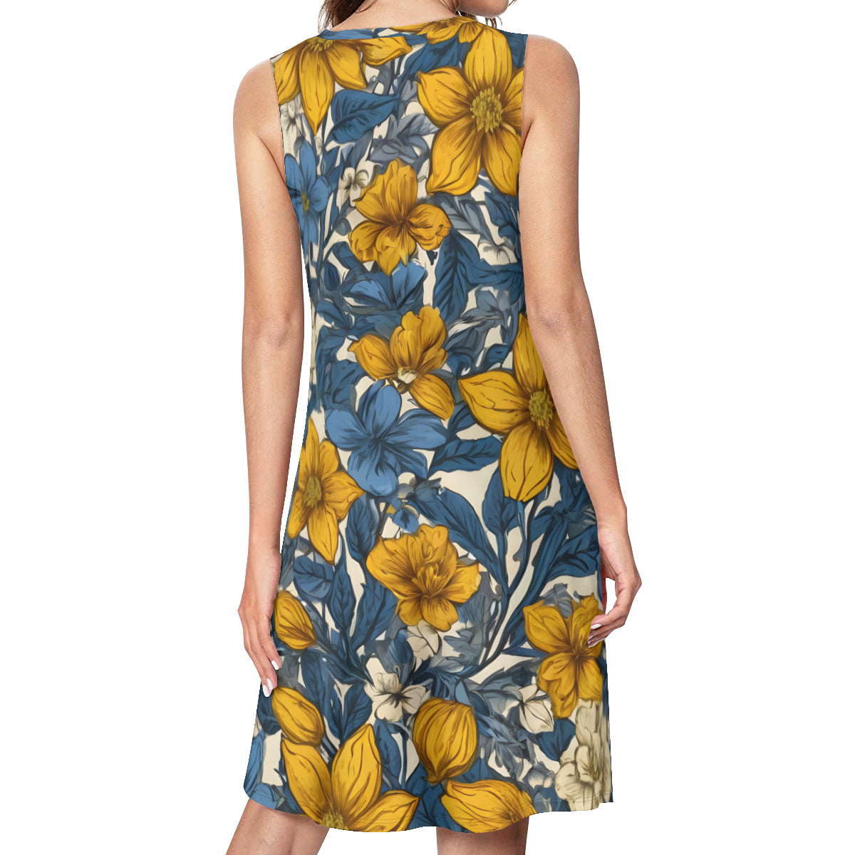 Floral Yellow Abstract Women's Casual Dress | Polyester