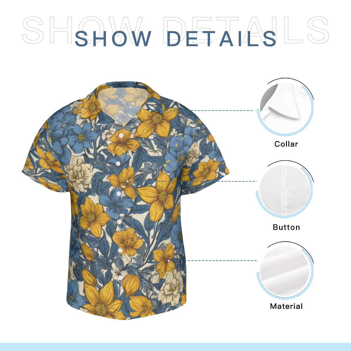Abstract Yellow Floral Men's Hawaiian Shirt(No chest pocket) | Polyester