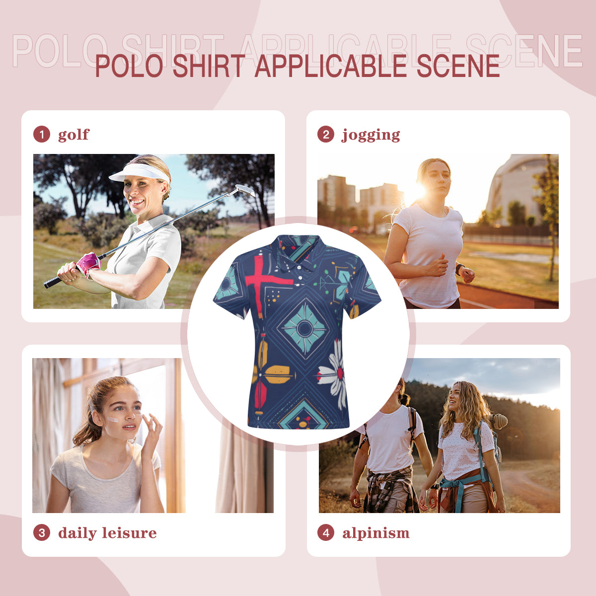 Abstract Pattern Women's Short-Sleeved Polo Shirt