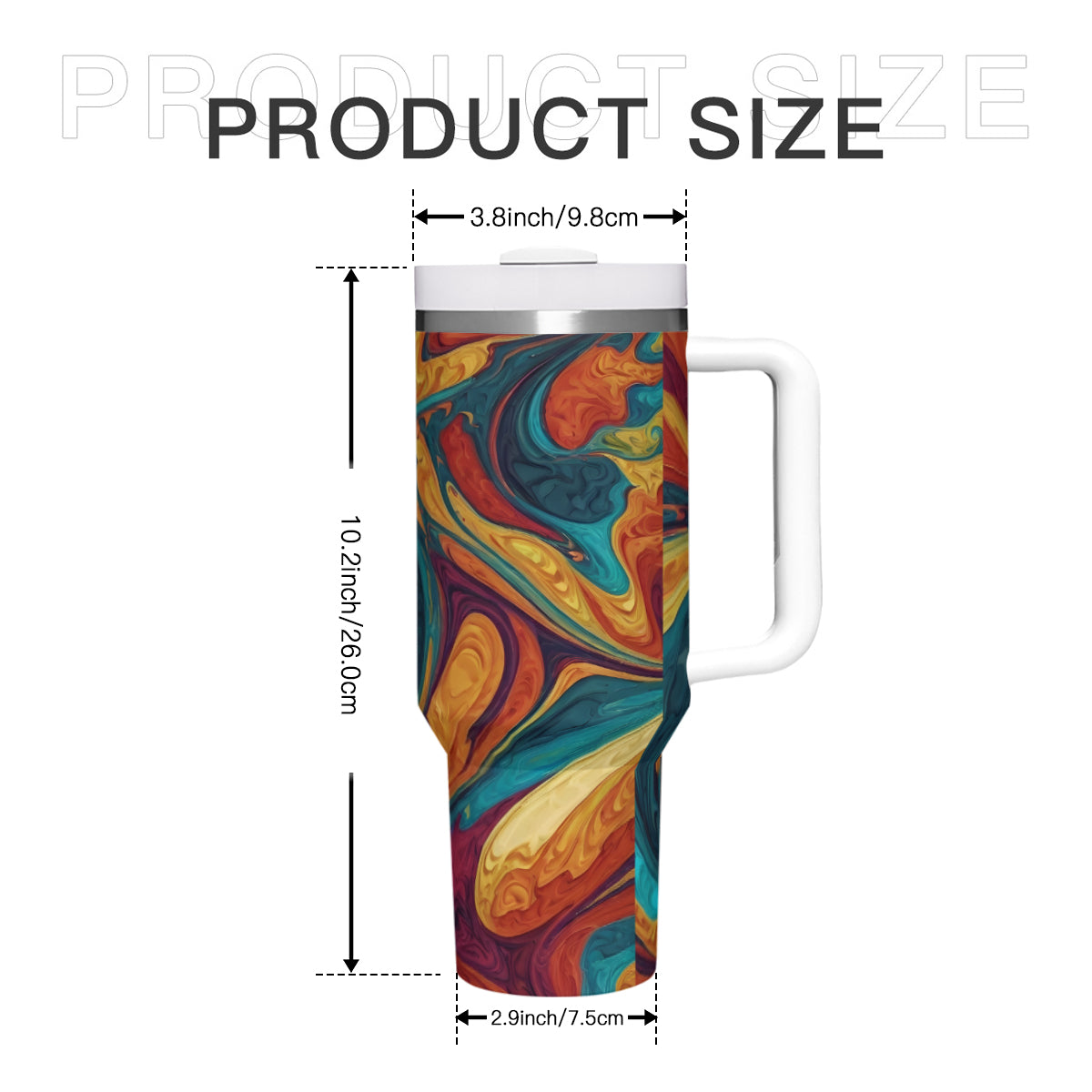 Colorful Design Large Capacity Tumbler with Handle(1100ml/40oz) | Stainless Steel 304