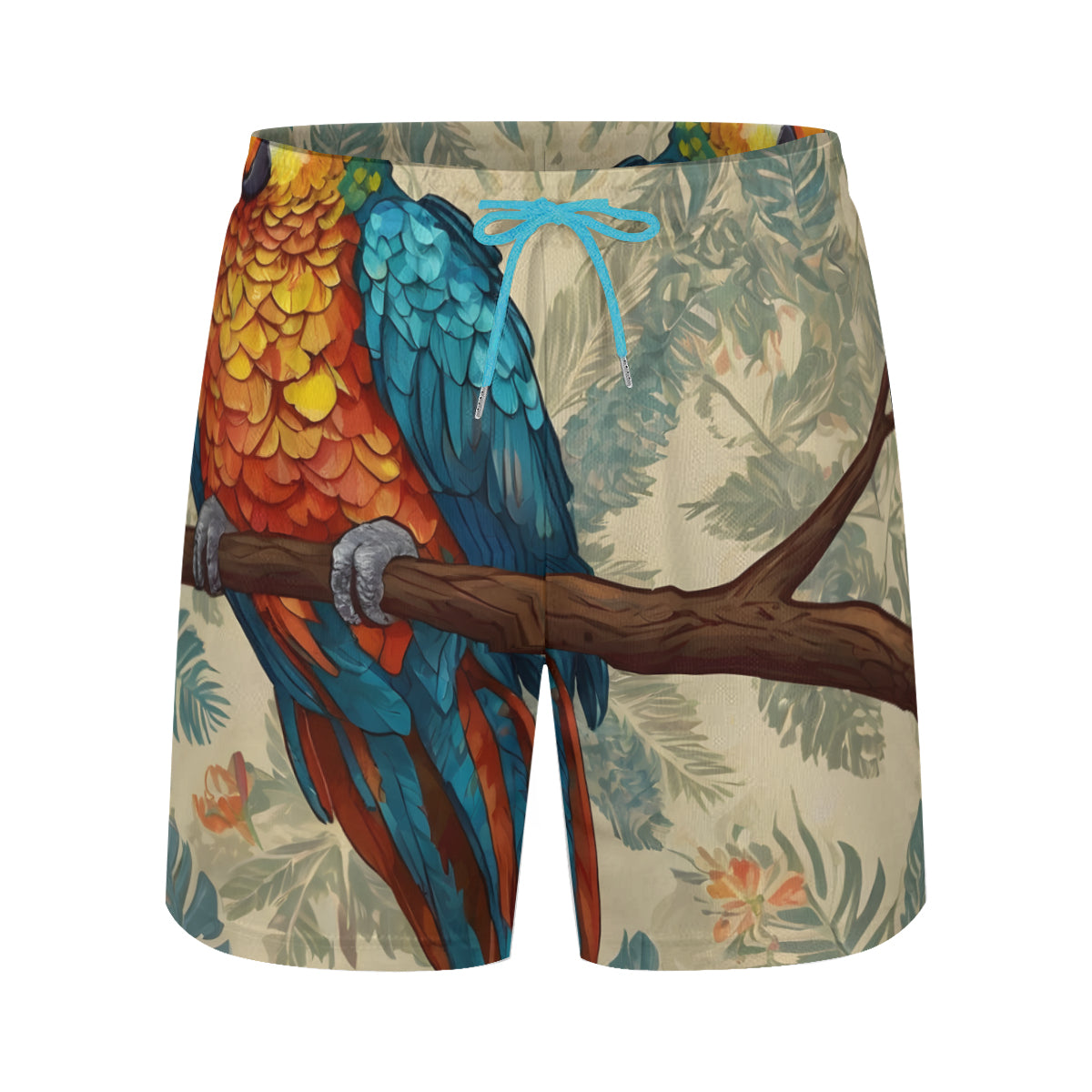 Parrot Design Casual Shorts Double-Layer Sports Beach Shorts (Multi-Faceted Design) | Polyester