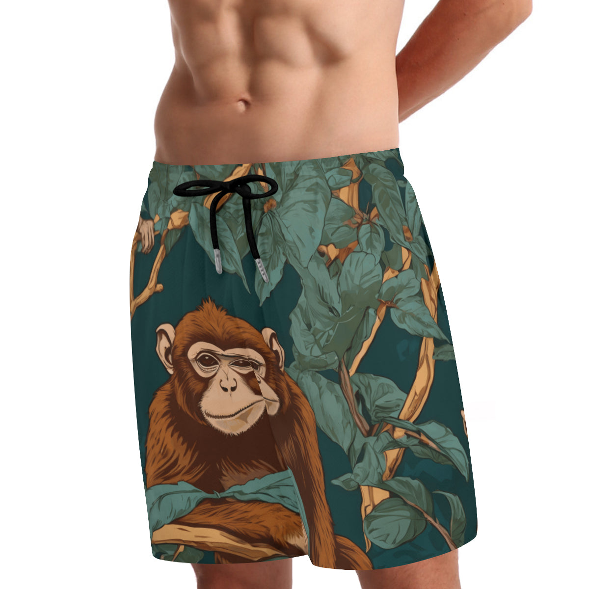 Monkey Vibes Men's Casual Shorts Double-Layer Sports Beach Shorts
