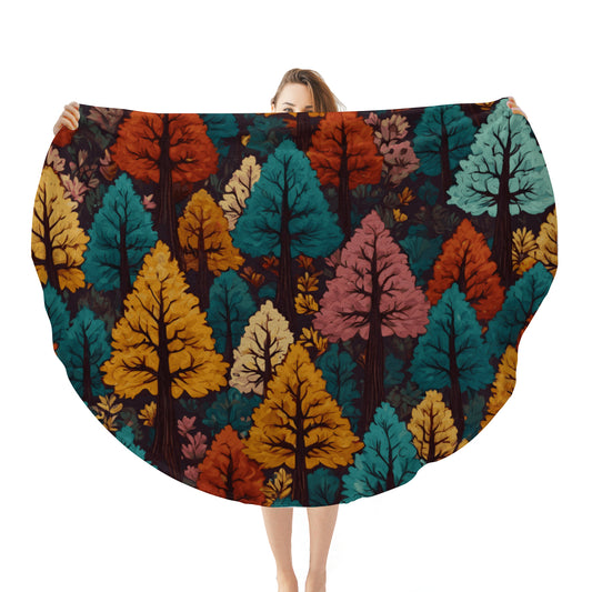 Beautiful Floral Single-Sided Printed Round Blanket | 280GSM Flannel