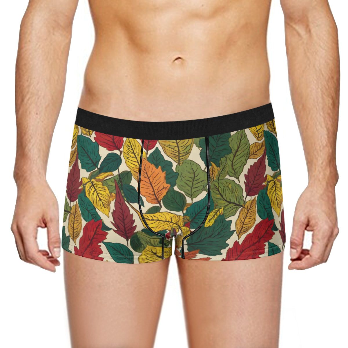 Awesome Leaves Men's Underwear (Front and Back Design)丨Polyester