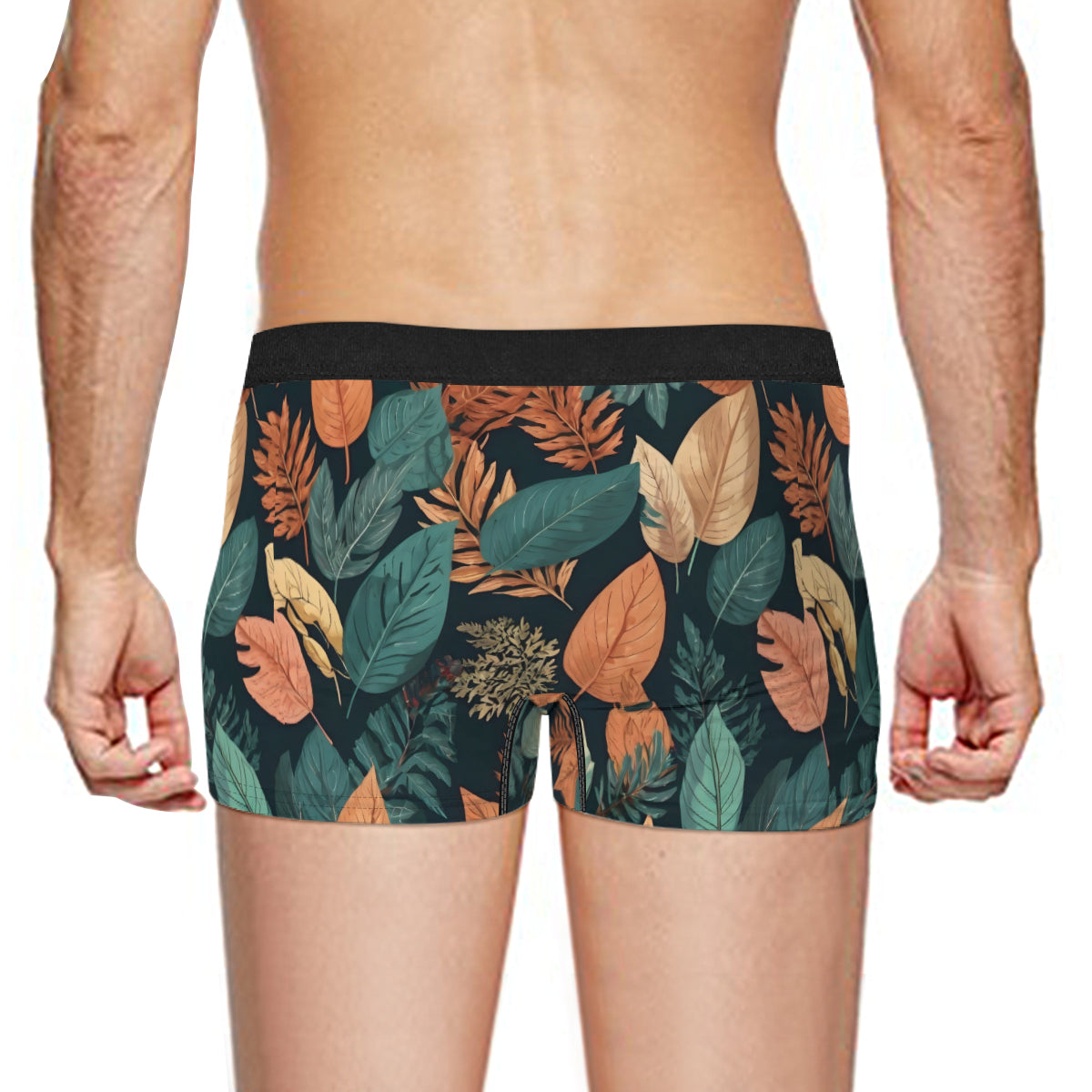 Colorful Leaves Men's Underwear (Front and Back Design)丨Polyester