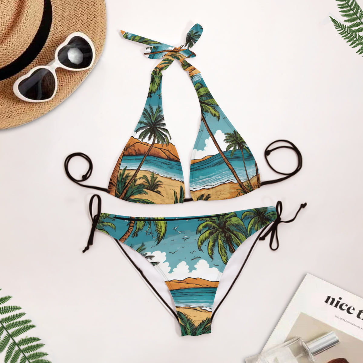 Beach Front Bikini Swimsuit (Multi-Faceted Design)|Polyester+Spandex