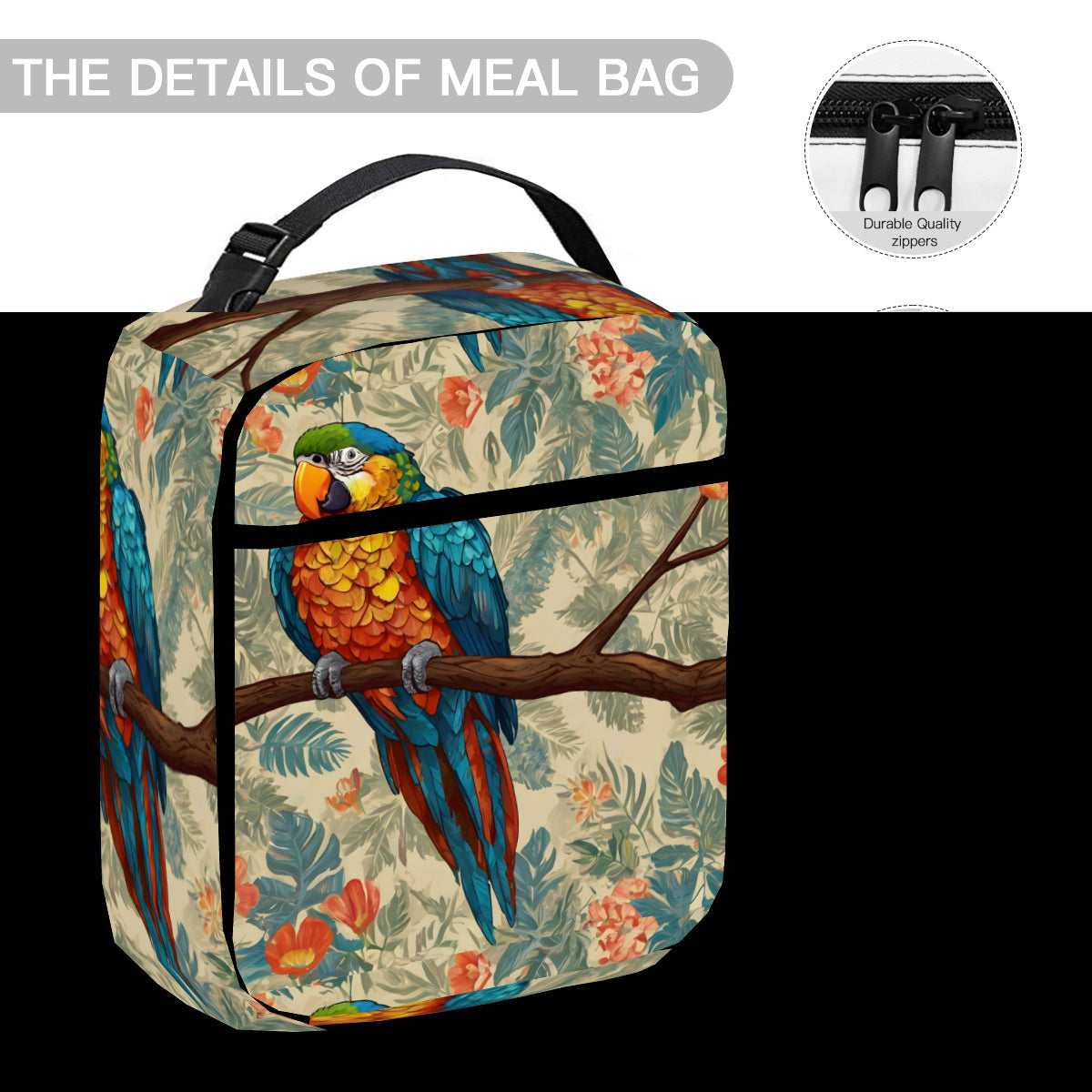 Parrot Design Portable Handheld Insulated Lunch Bag|Oxford Cloth