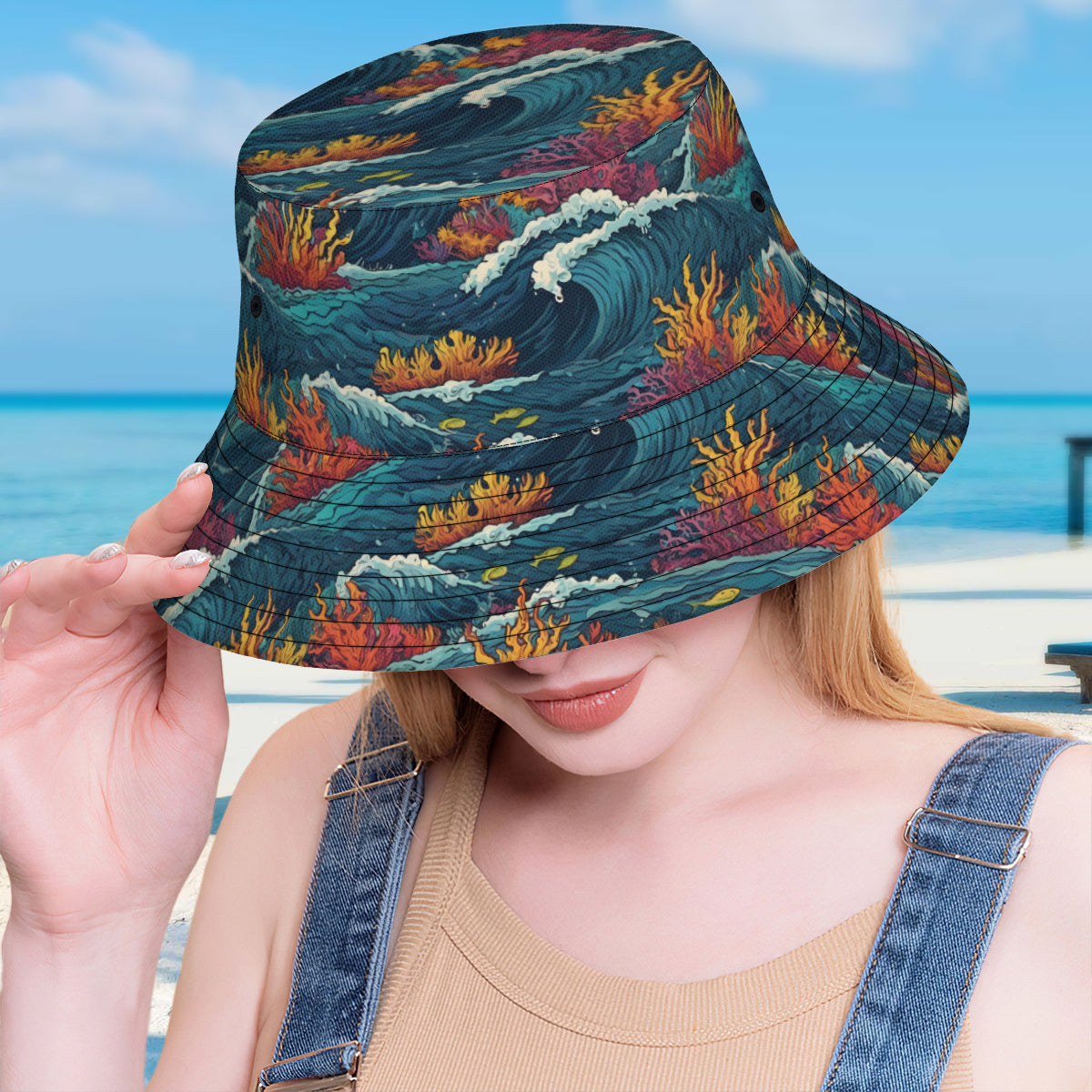 Ocean Waves Fisherman Hat | Polyester