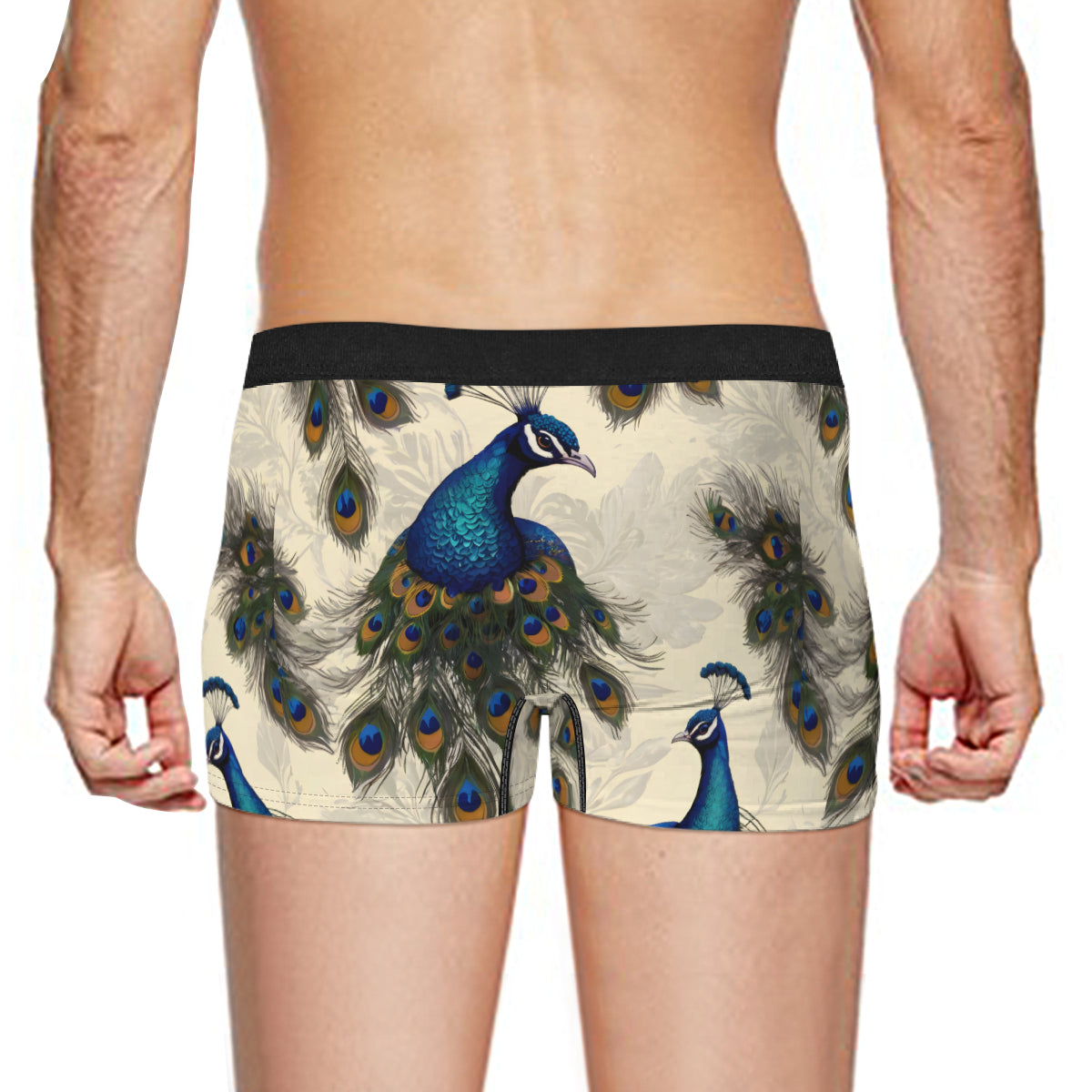 Peacock Design Men's Underwear (Front and Back Design)丨Polyester