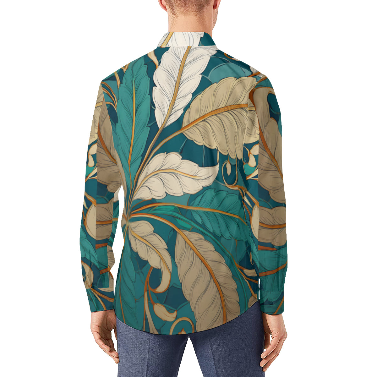 Tropical Leaf Long Sleeves Men's Shirt
