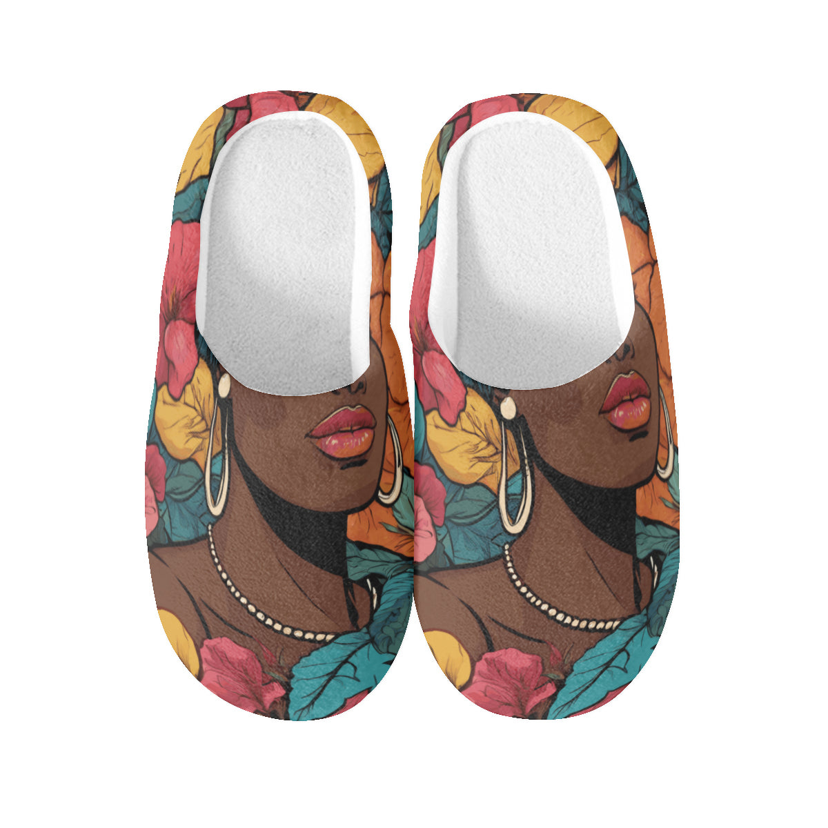 Melanin Queen Personalized Warm Cotton Slippers | Flannel